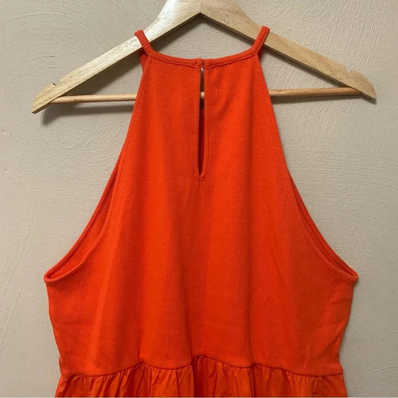 Boden Ribbed Halterneck Midi Dress in Orange Size 16 Size 18 NWT New - Picture 6 of 14